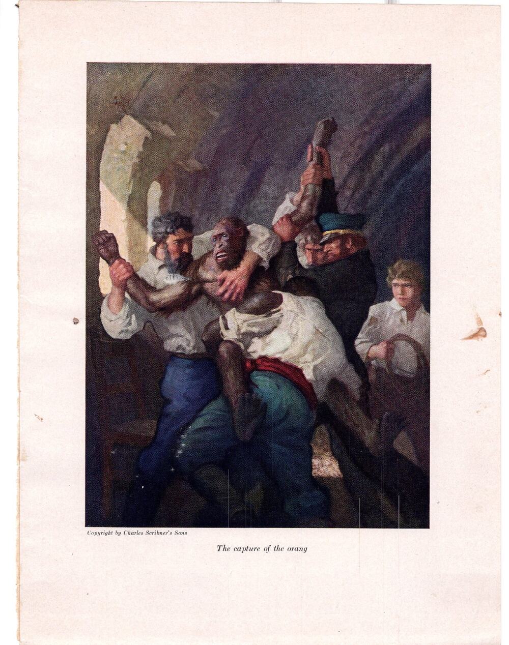 Mysterious Island Illustration The Capture of the Orang NC Wyeth Jules Verne